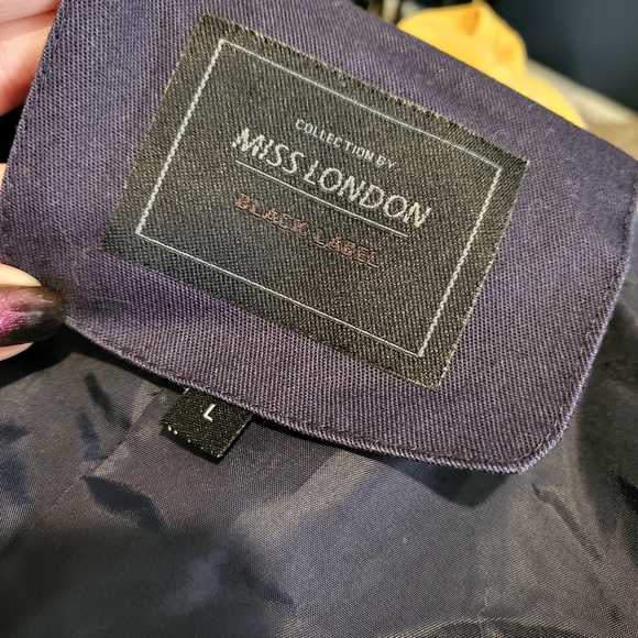 Miss London Black Label Navy Blue Hooded Jacket Size L - Picture 5 of 9